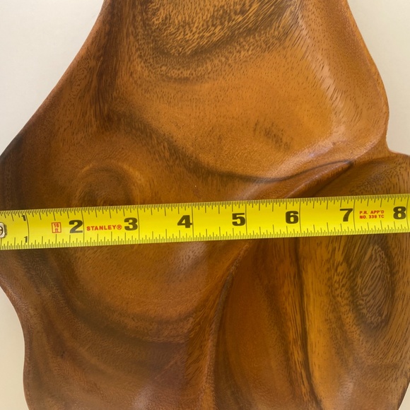 Vintage Monkey Pod Wood Leaf Divided Tray/Serving Dish - Picture 6 of 10